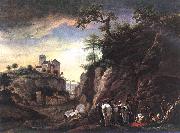 WOUWERMAN, Philips Rocky Landscape with resting Travellers qr oil painting artist